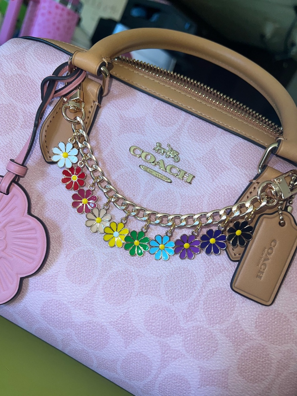 RAINBOW FLOWER PURSE CHARM CHAIN